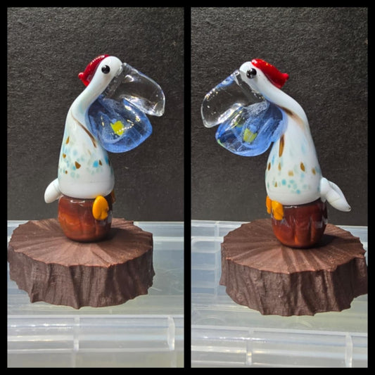 Glass Cute Pelican with fish in mouth